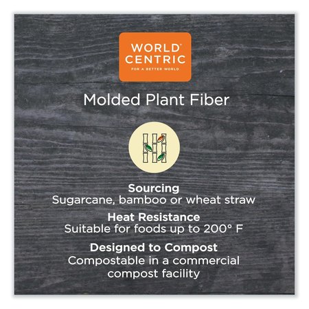 World Centric Fiber Hinged Containers, 9.2 x 9.1 x 3.2, Natural, Paper, 300PK TO-SC-U9-LFP